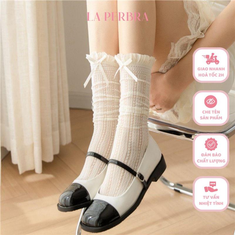 Vớ Nữ Nơ Bèo Nhún Dễ Thương [V34] Phong Cách Nhật Bản Cosplay - Phụ Kiện La Perbra 0