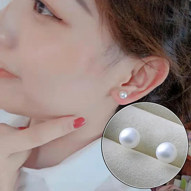 Female Ear Studs, Adults Pearls Earrings Ear Decorative Tools for Girlfriend Wife Mother, White