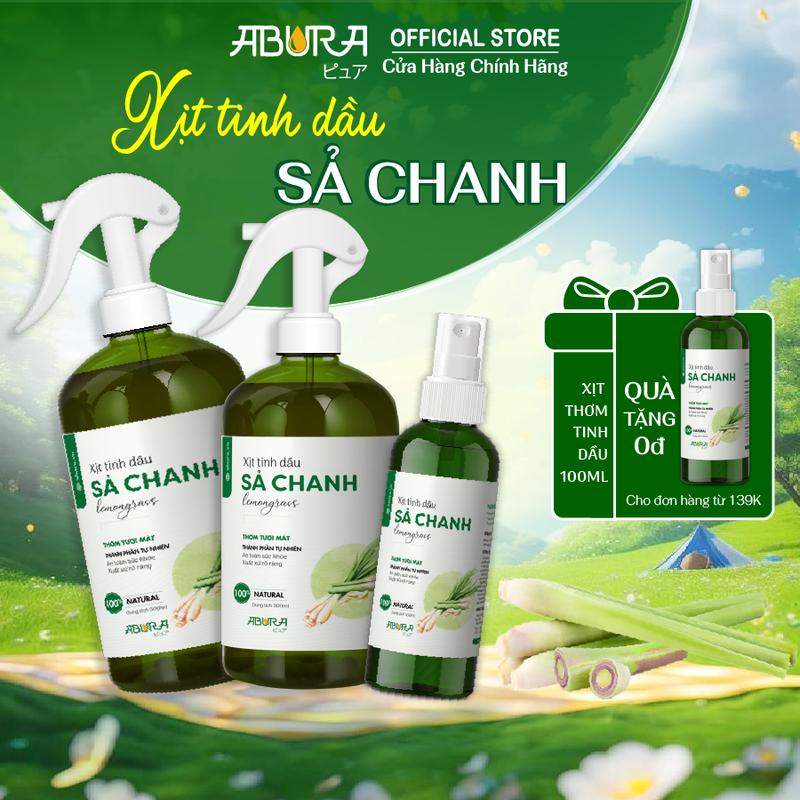 Chai Xịt Tinh Dầu Sả Chanh Thơm Phòng-Đuổi Muỗi-Khử Mùi-Nguyên Chất ABURA Xông Phòng An Toàn bình xịt xịt thơm phòng ngủ chất khử mùi thảm nước tẩy rửa đa năng