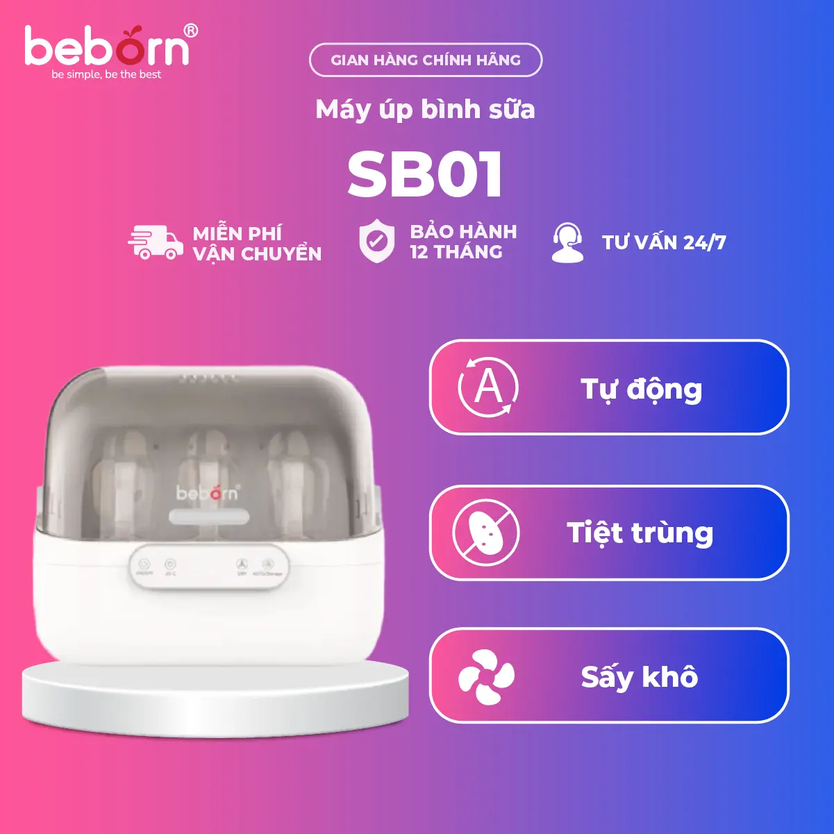 [ BEBORN ]  Máy úp bình sữa, tiệt trùng UVC, sấy khô và bảo quản SB01 - SB01HB