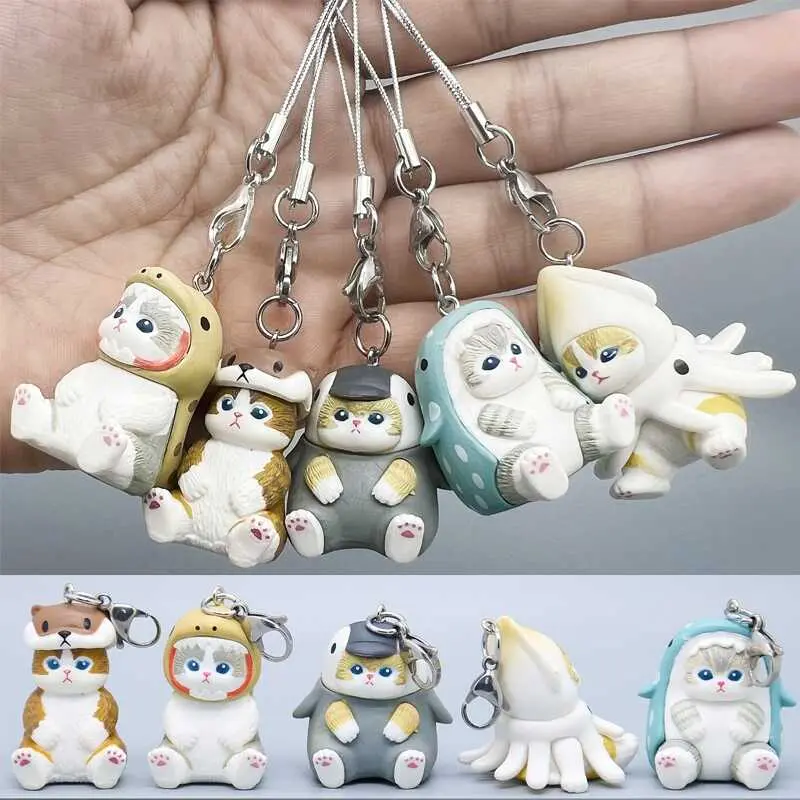 Mô Hình Hành Động Anime Mofusand Shark, Mèo Mực, Chim Cánh Cụt, Khủng Long, Sinh Vật Biển, Bộ 5 Cái, 4,5cm, Chất Liệu PVC, Móc Chìa Khóa, Phiên Bản Q, Đồ Chơi Búp Bê Mô Hình Hành Động