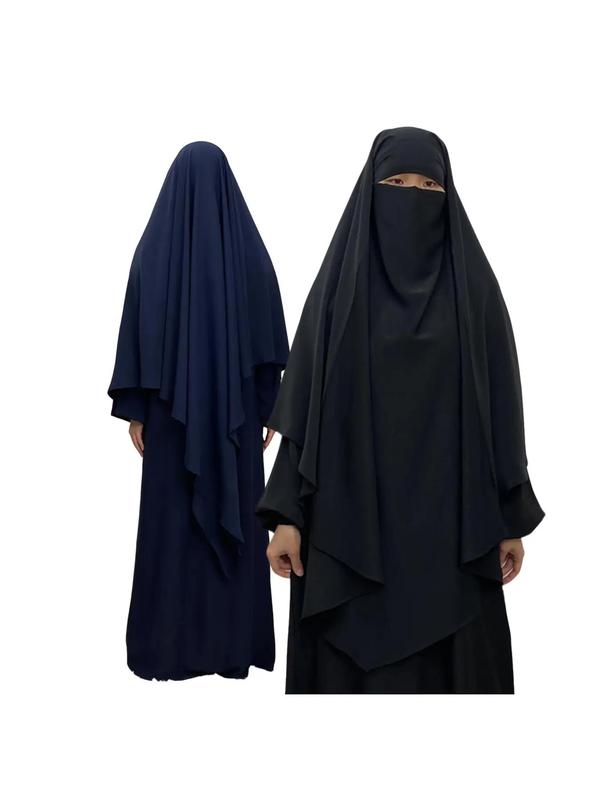 Arabic Clothing-satin Solid Instant Hijab without Dress, Trendy Minimalist Plain Color Khimar, Stylish Soft Comfort Bounce Muslim Hijab Women Accessories for Daily Use 5
