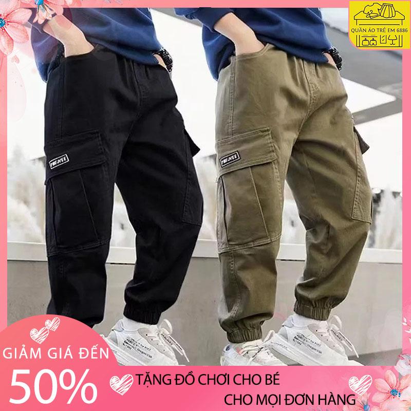 Quần bé trái, quần vải kaki túi hộp thời trang cho bé trai size nhỡ đại 18-52kg, quần dài kaki bé trai mẫu PMF, quần đi học bé trai, quần kaki nam