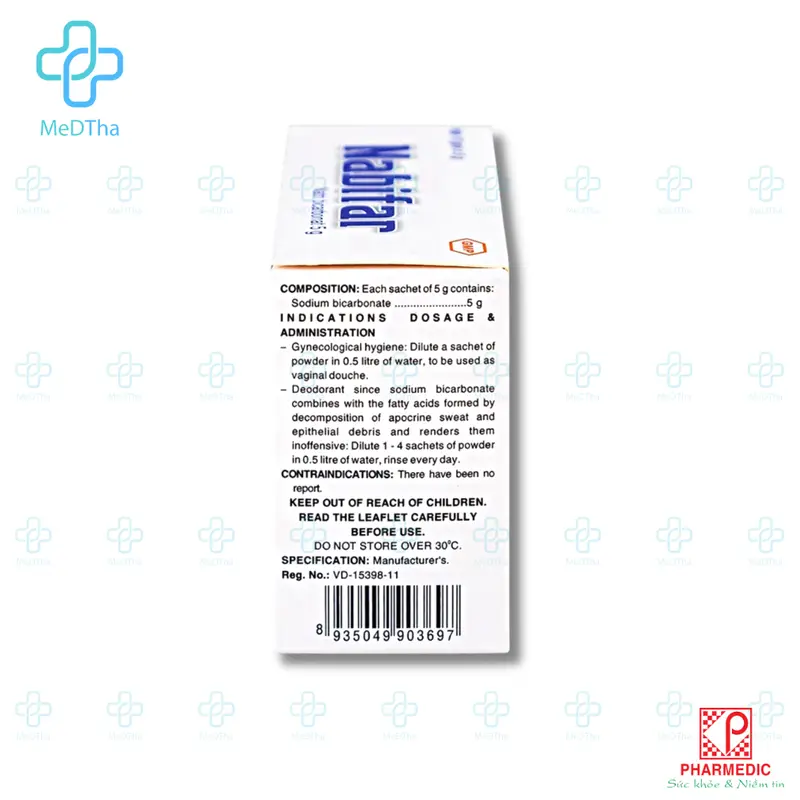Nabifar 5g Muối Rửa Vệ Sinh - Vệ Sinh Phụ Khoa, Khử Mùi Hôi, Hôi Nách Nhà Thuốc MedTha (10 Gói x 5G) [Chính Hãng] Trà 2