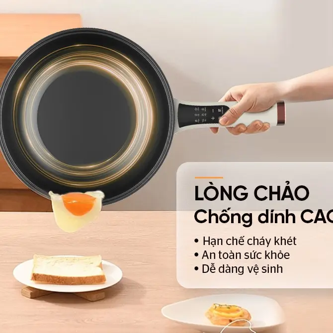 [MẪU MỚI] Chảo điện đa năng dung tích 5L SUNHOUSE SHD4555, 6 chức năng chiên, xào, lẩu, hấp, nấu cháo, giữ ấm 3