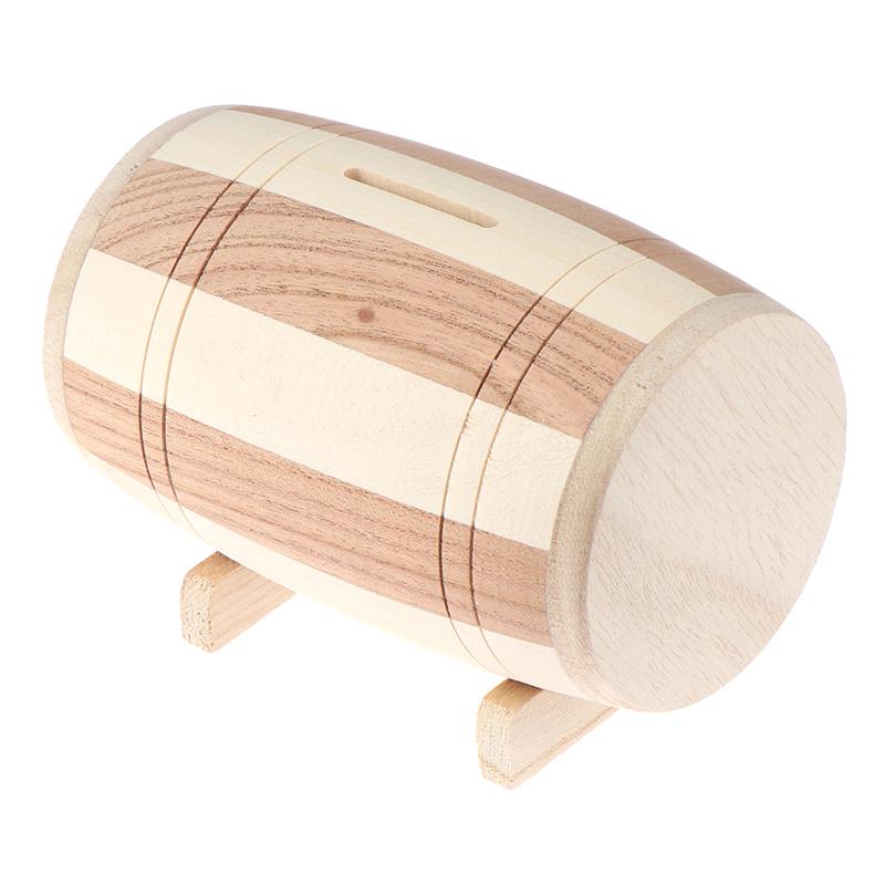 Product Introduction of [MMG]1pc Wooden Money Box Piggy Bank Money Box Savings Wine Barrel Wood Piggy Bank 17