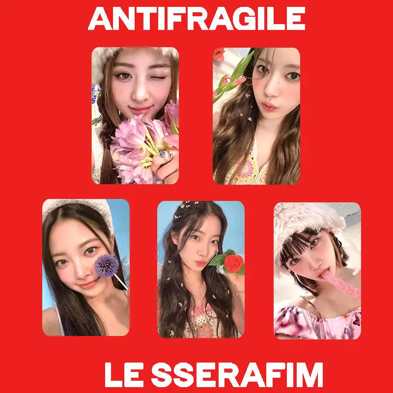 LESSERAFIM ANTIFRAGILE Photocard Chaewon Photocard Sakura Kazuha Eunchae Yunjin Photo Cards 5 Per Set