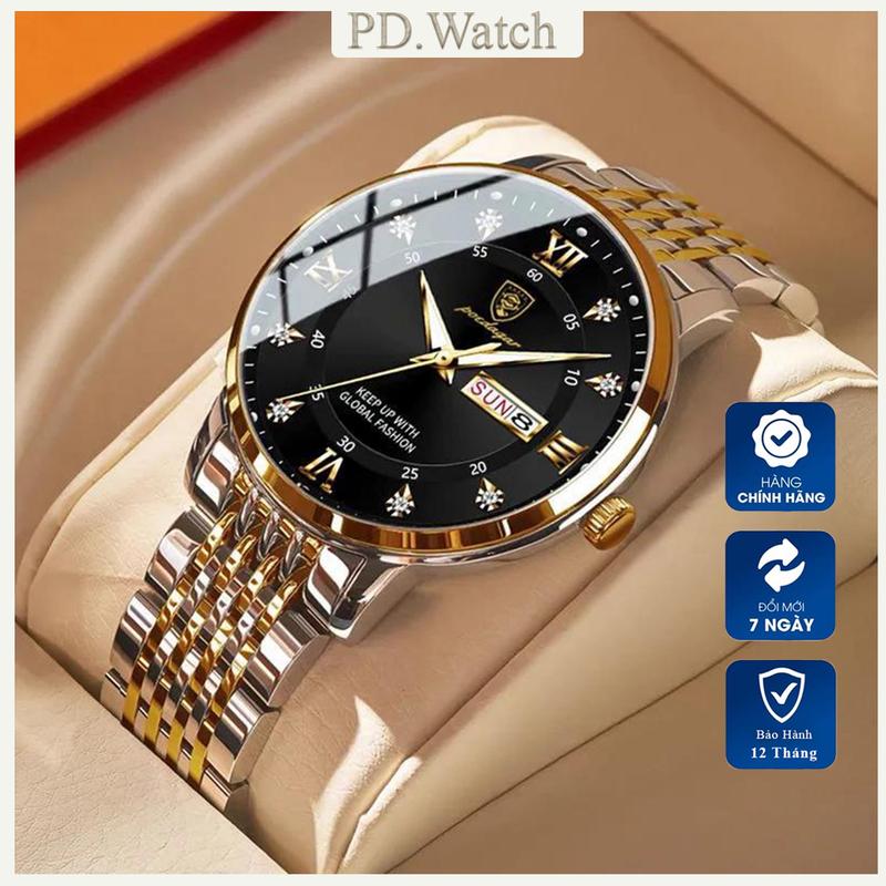 Đồng Hồ Nam Chính Hãng POEDAGAR Đính Đá Có Lịch Ngày Kiểu Dáng Thời Trang Sang Trọng Đeo Tay Chống Nước Watch