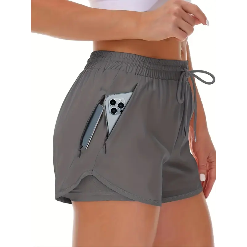 Women'S Casual Sports Shorts - Beige, Stretchy Lycra Fabric, Drawstring Waist, Multiple Pockets for Running and Fitness, Casual Sportswear|Casual Fit|Stretchy Fabric 6