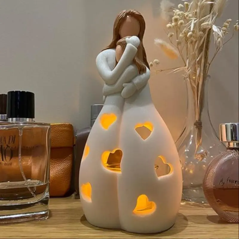 Mother & Daughter Design Candle Holder, 1 Count Creative Decorative Ornament, Decorative Statue for Home Living Room Bedroom, Gift for Mom