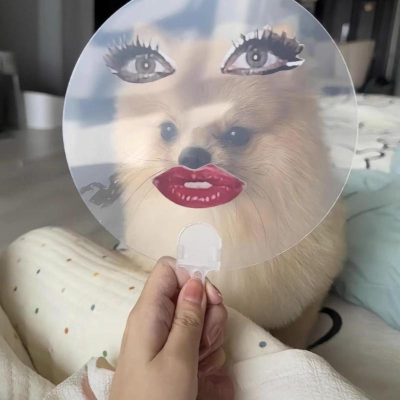 Product Introduction of ECOCOKU Creative Exaggerated Transparent Hand Fans PVC Printed Long Eyelashes Red Lips Hand Fan With Make Up 17cm Printing Fan Friend Gift 11