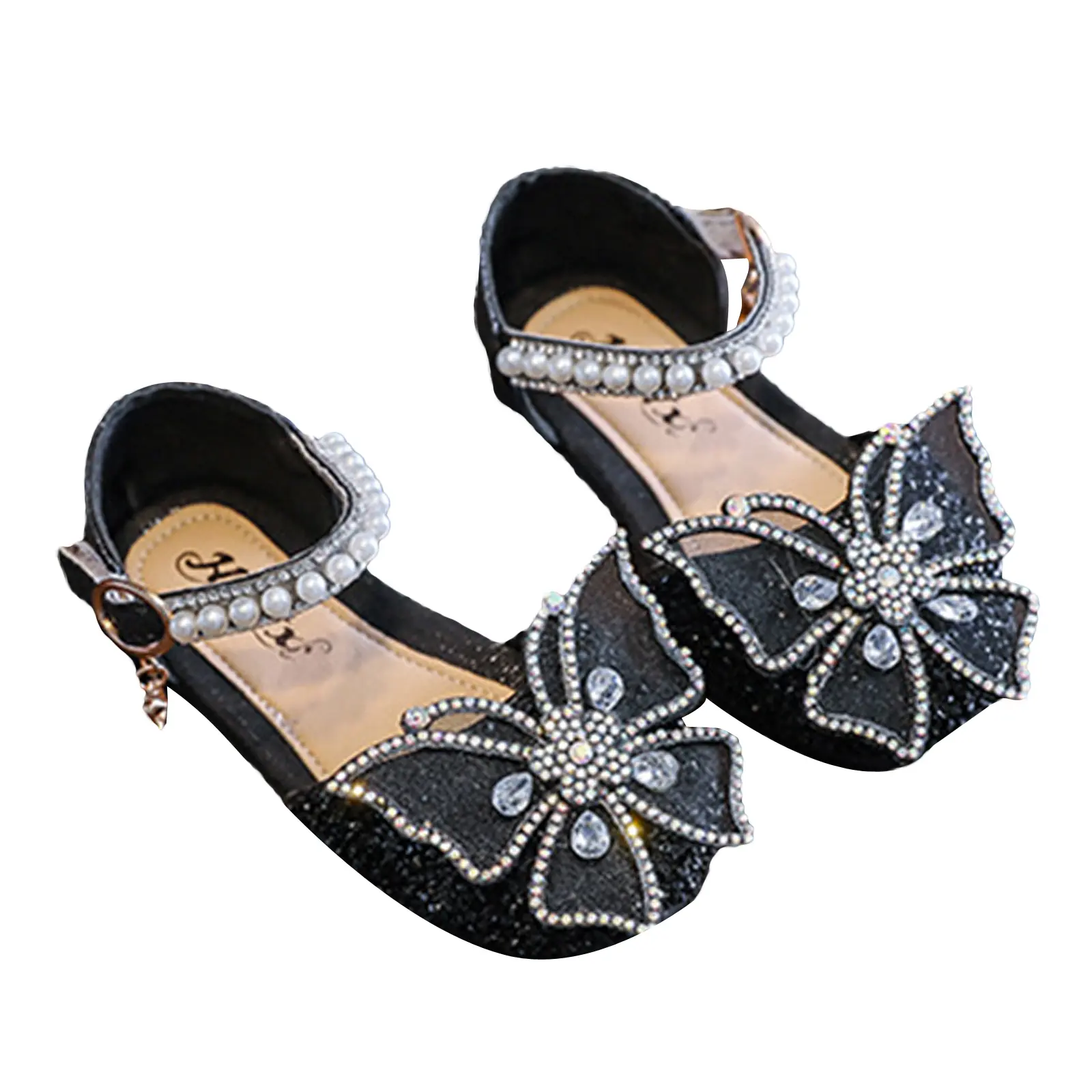 Sandal Kanak-kanak Perempuan, Rekaan Rama-rama Berlian Buatan dan Mutiara, Sesuai untuk Musim Panas, Kasual, Menari Jalanan, Kasut Kanak-kanak