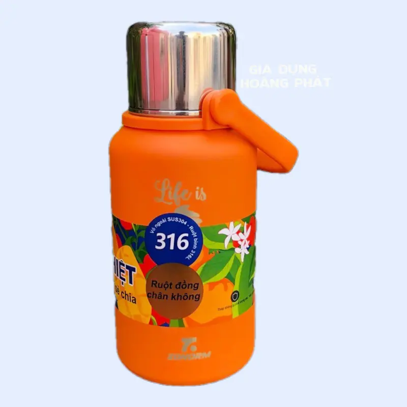 [HCM] Bình giữ nhiệt 7.ZONORM INOX 316 cao cấp, có quai xách kèm sticker nổi 8