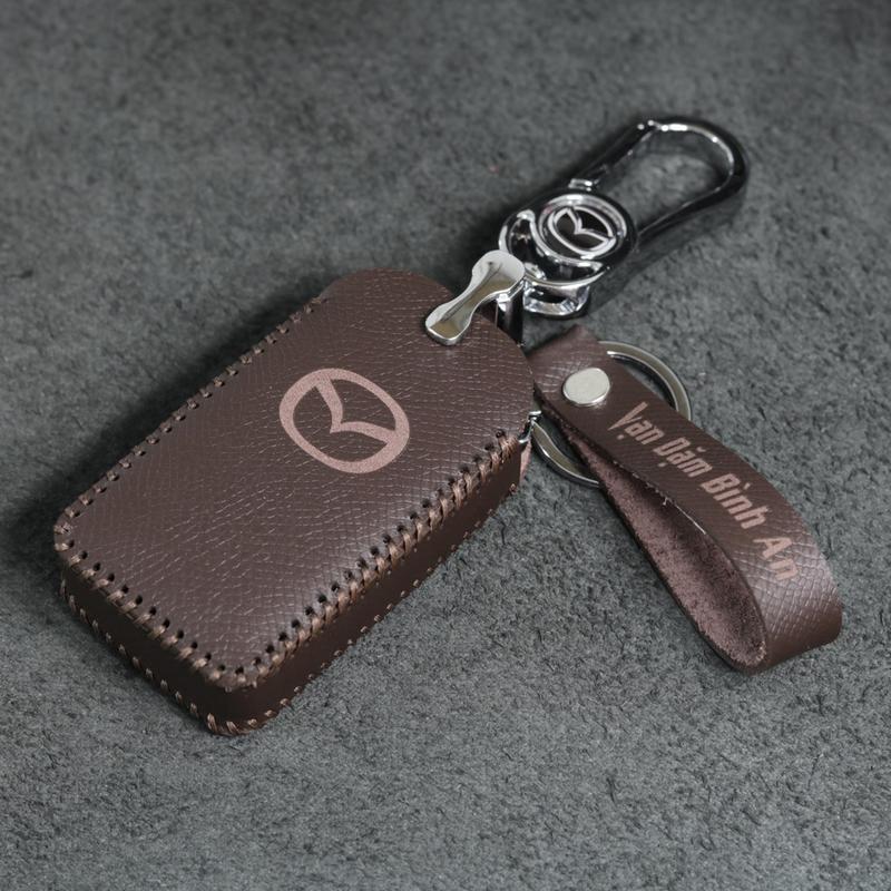 Bao da móc khoá bọc ốp chìa khóa xe ô tô Mazda 3 CX3 CX30 CX8 - Da bò thật mazda Móc Khóa