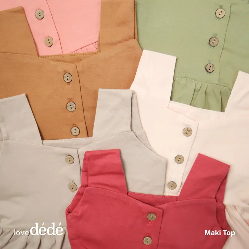 lovedede - Maki Top - Atasan Basic Bayi & Anak Perempuan Ruffle Kancing Depan 7
