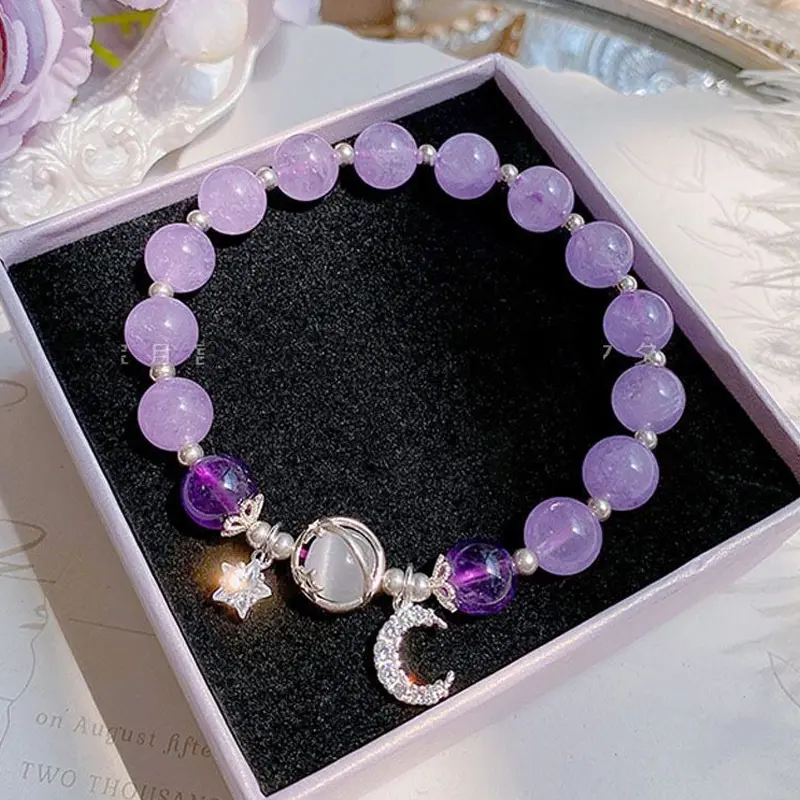 [Yybooklu]COD Colorful Beaded Starry Moon Bracelet Small Fresh Niche Bracelet Sweet Elastic Rope Bracelet Gift Love Gelang