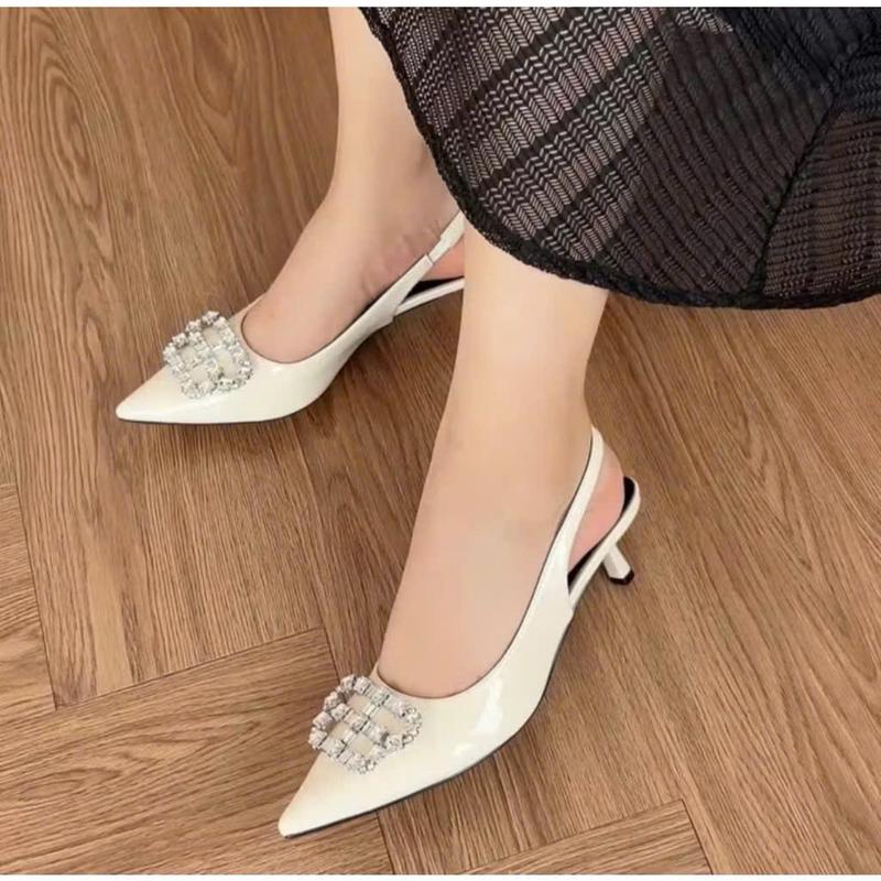 GH27- Giày Cao Gót Đính Đá chữ B Sandal  Cao Gót Cao Cấp Mũi Nhọn 7p Sang Chảnh 3