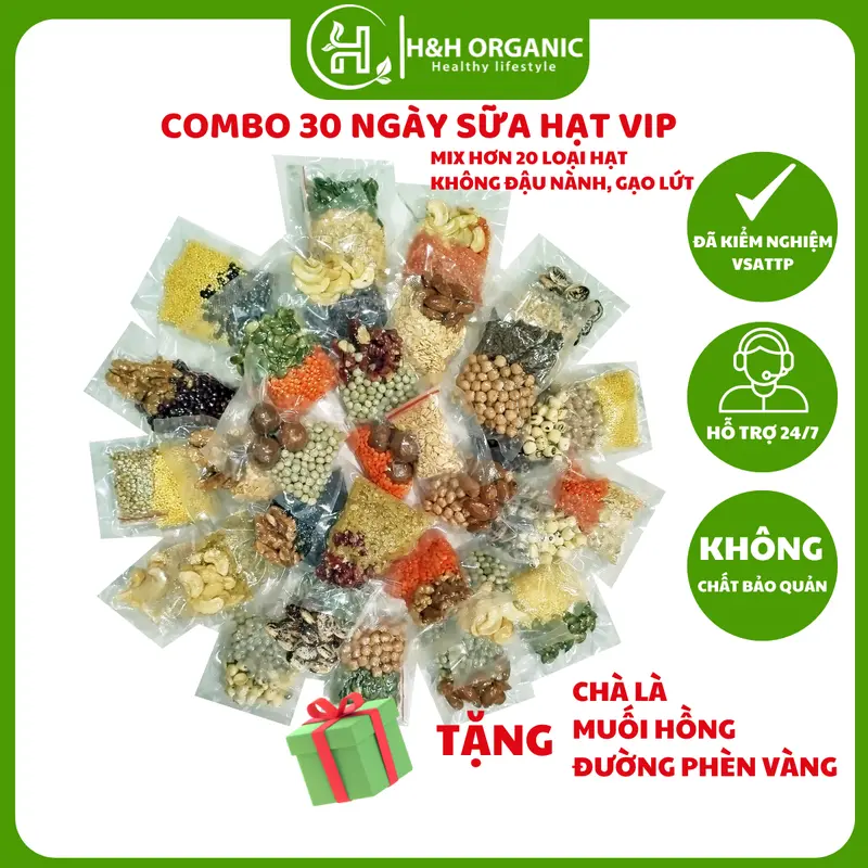 SỮA HẠT - SET HẠT LÀM SỮA MIX SẴN 30 NGÀY KHÁC NHAU - QUÀ TẶNG HẤP DẪN Topping Chua 0