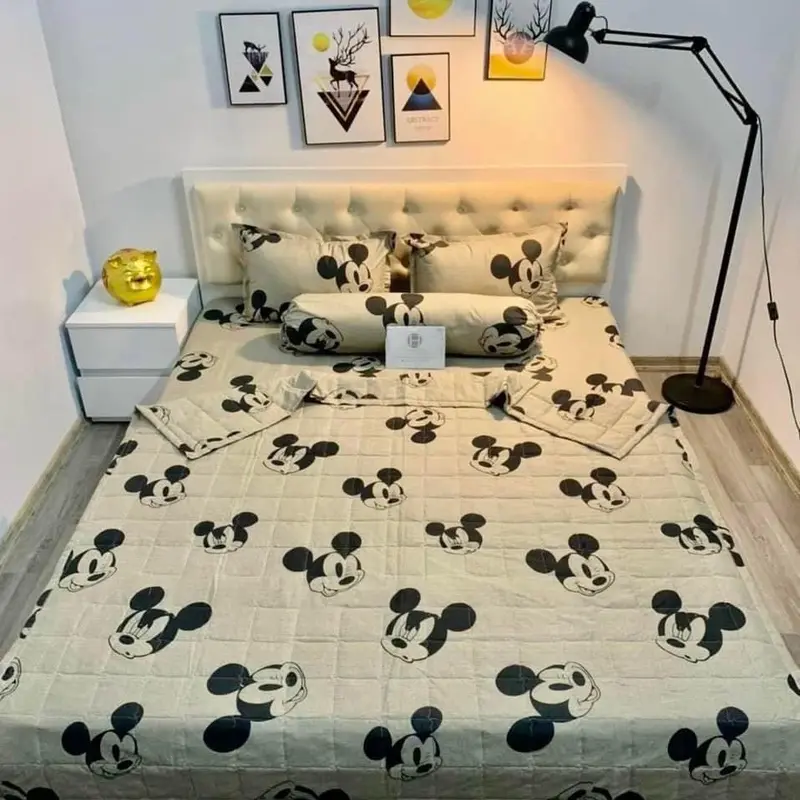 Bộ 5 món PHAO ( 2 vỏ gối đầu + 1 ga + 1 vỏ gối ôm + 1 chăn dày dặn ) 2