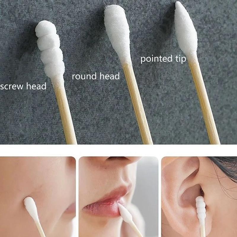 Portable Double Head Cotton Swab Wooden Wadded Sticks Multipurpose Cleaning Cotton Swabs Cosmetic Cotton Swabs Durable Makeup 5