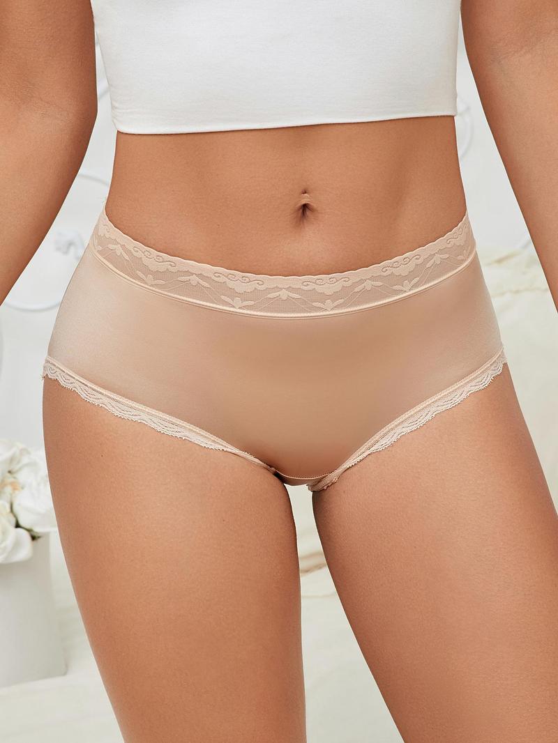 Product Introduction of Women's Solid Color High Waist Panty, Regular Fit Pastel Breathable Comfortable Satin Brief for Daily Wear, Ladies Underwear for All Seasons 3