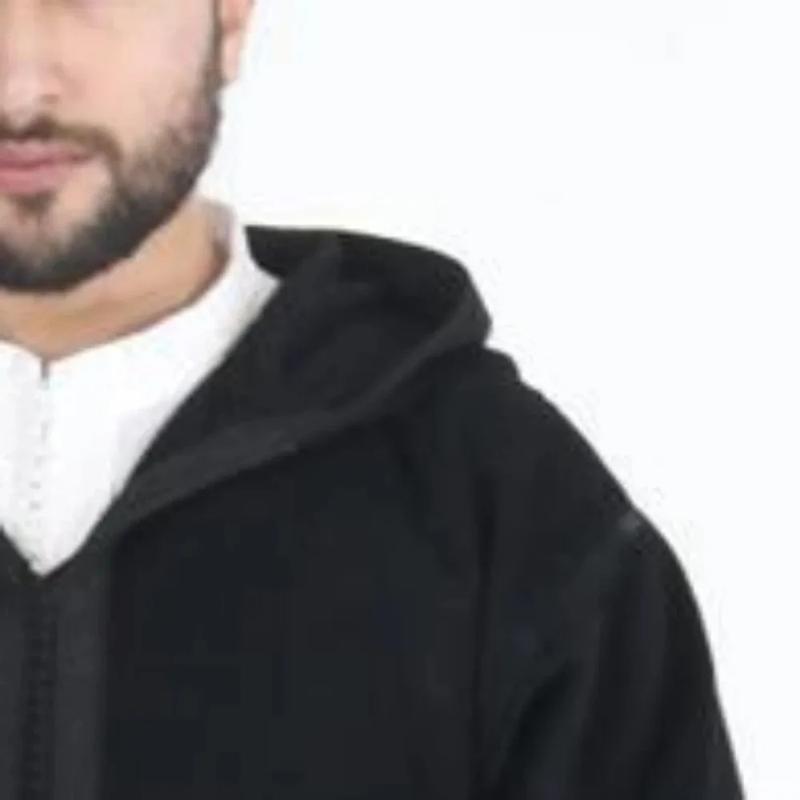 Product Introduction of 2024 Men's Muslim Thobe Middle East Jubba Thobe Long Sleeves Islamic Robe Men Muslim Dress Saudi Arabic Hooded Thobe Abaya Male 6
