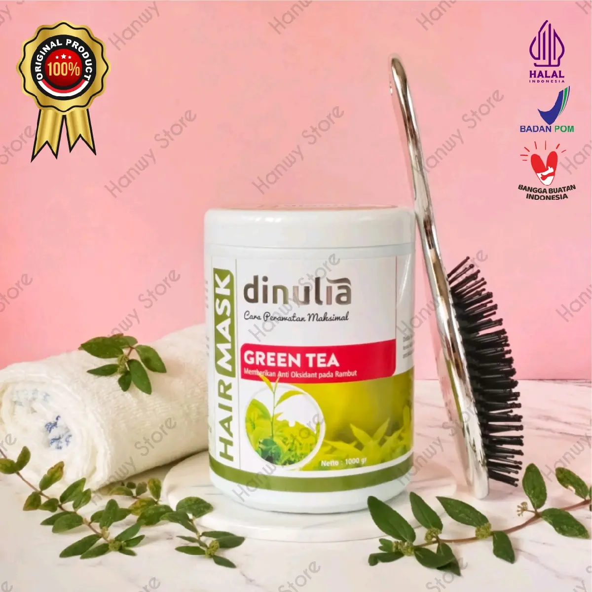 Dinulia Hair Mask/Masker Rambut Greentea Scent 1000gr Conditioner Perawatan Haircare Kering Creambath