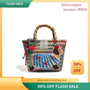 Beg Jerami tenunan tangan, Hiasan Anak Anjing Tersedia dalam 3 Saiz, Beg Tangan Vintaj, Mesra Alam beaded  bags  tj  maxx ivette  woven  bag  charles and keith handbag  mossdom le  pliage  leather  bag gold  birkin  30 grab  bag  takde  tulang sai Cotton