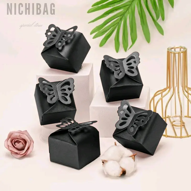 SOLID BUTTERFLY DECOR GIFT BOX 6×6 Black Kertas 0