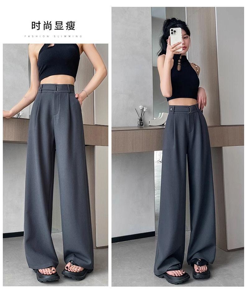 Product Introduction of Quần Âu Cao Cấp Màu Xám, Dành Cho Nữ, Phổ Biến, Thích Hợp Cho Mùa Xuân Và Mùa Thu, Hàng Mới Về 2024, Cạp Cao, Ống Rộng, Thiết Kế Xếp Nếp, Quần Ong Lưng Cao 14