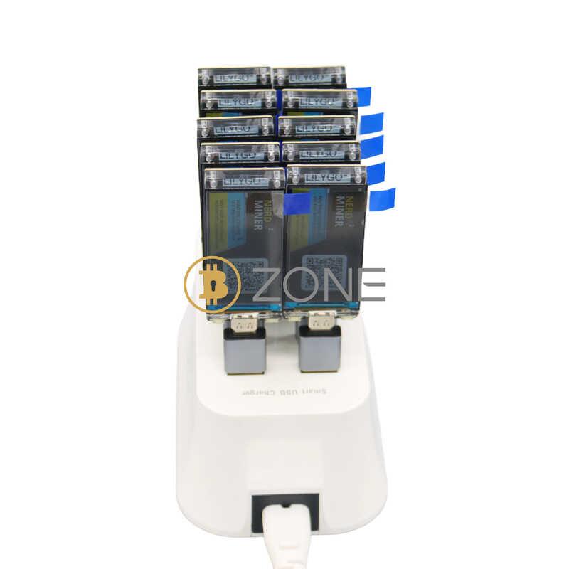 Product Introduction of 10PCS NerdMiner V2 78KH S*10 Bitcoin Solo With 10 Port USB Hub Crypto Miner T DISPLAY S3 780kh s BTC Mining Station 6