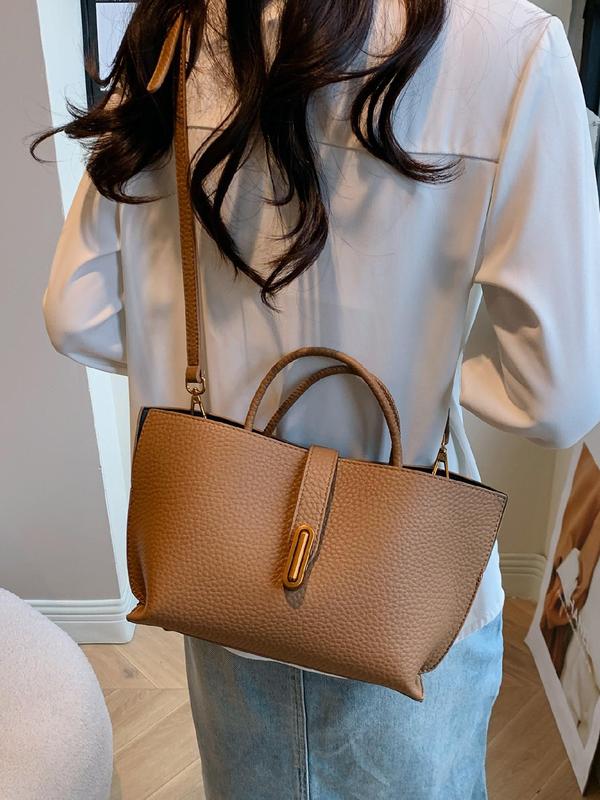 Women's Solid Color Shoulder Bag, Fashionable PU Leather Crossbody Bag for Daily Used, Casual Trendy Versatile High-quality Daily Commuting Bag 8
