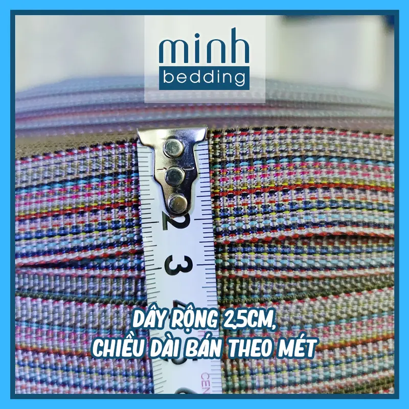 Dây dù dẹp rộng 2.5cm siêu bền chắc bán theo mét, dùng buộc võng, đan giường ghế, ràng hàng, quai túi, balo Minh Bedding 1
