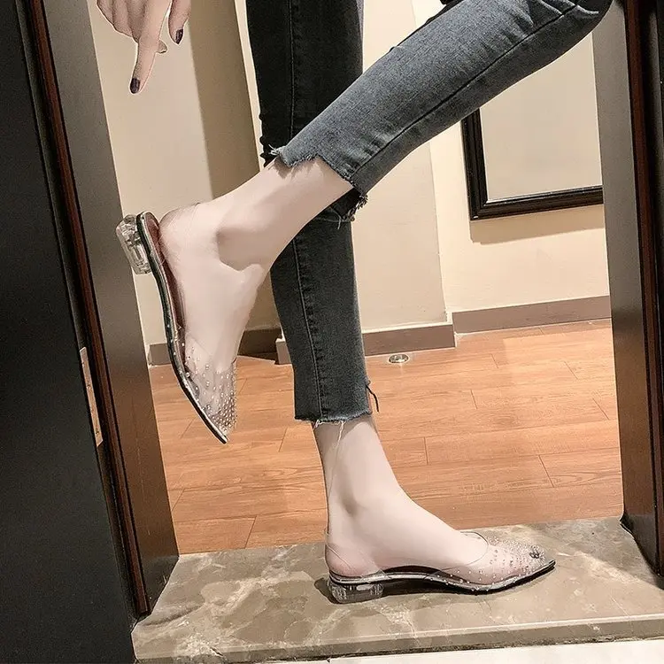SD-074 [FF] Sendal Transparant Hak Kaca Cewek Sandal Bening Elegent Perempuan Model Terbaru 4