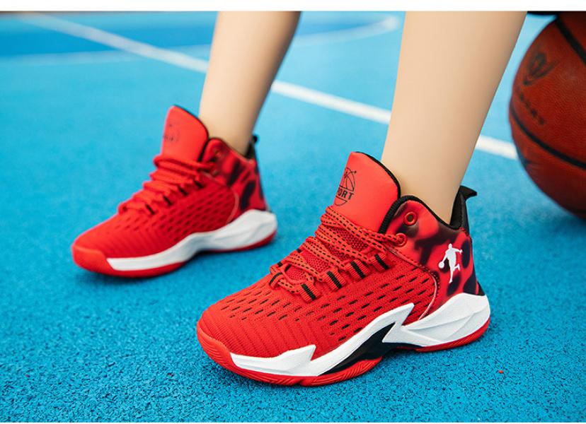 Barnbasketskor Höga 2023 Vår och sommar Nya pojkars sportskor Mesh Andningsbara Medium och stora barnpojkarsneakers_voghion.com