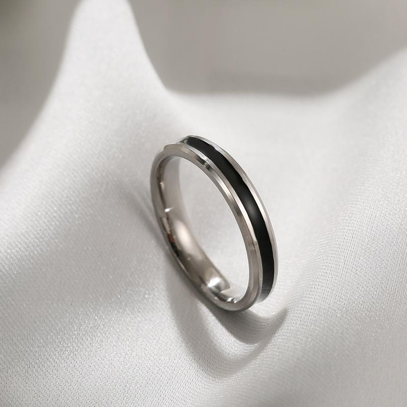 Product Introduction of European and American New Stainless Steel Ring Titanium Steel Epoxy Ring Couple Fashion Retro Couple Ring Pair Ins Style Cold 4