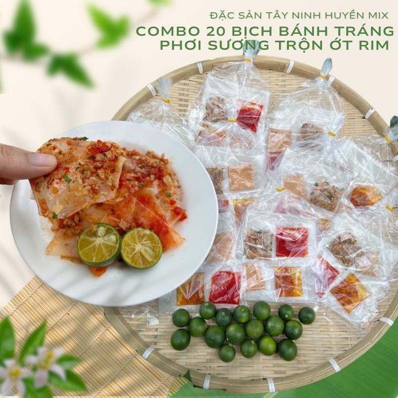 T20 Combo 20 bịch bánh tráng phơi sương trộn muối nhuyễn ớt rim mật ong Tây Ninh