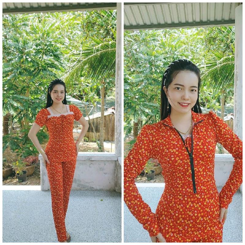sét 3 món kèm áo khoác tay 2 lớp quần dài ống nhỏ size 40-78kg cổ vuông tay ngắn Nữ Women 1