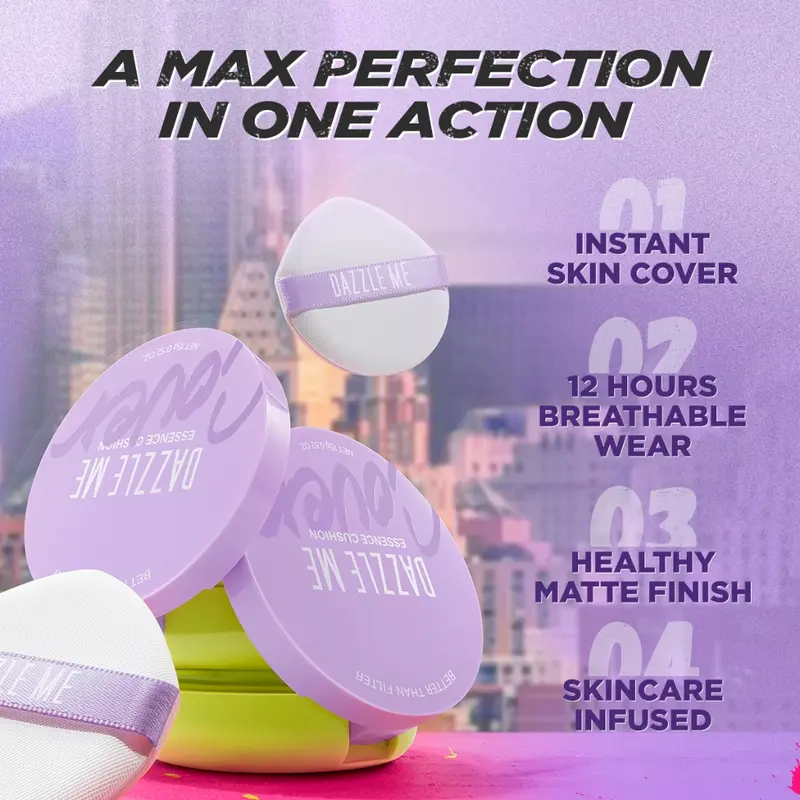 Cushion DAZZLE ME Better Than Filter Loose Powder Two Way Cake Maxnificent Essence High Coverage 3