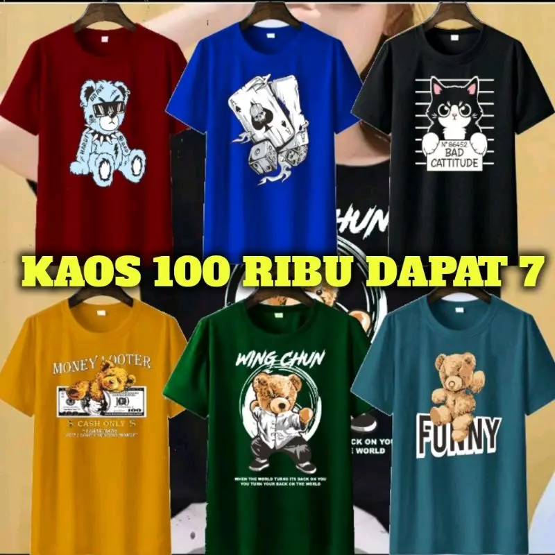 PAKET USAHA 100RB DAPAT 7 KAOS MOTIF DISTRO COD GRATIS ONGKIR PROMO 5