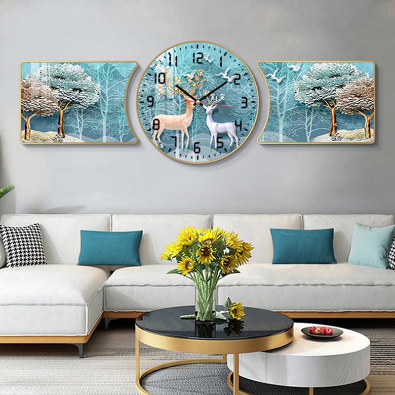 ĐỒNG HỒ TRANH tròn khuyết treo tường HƯƠU TÀI LỘC in UV 4K Decor ...