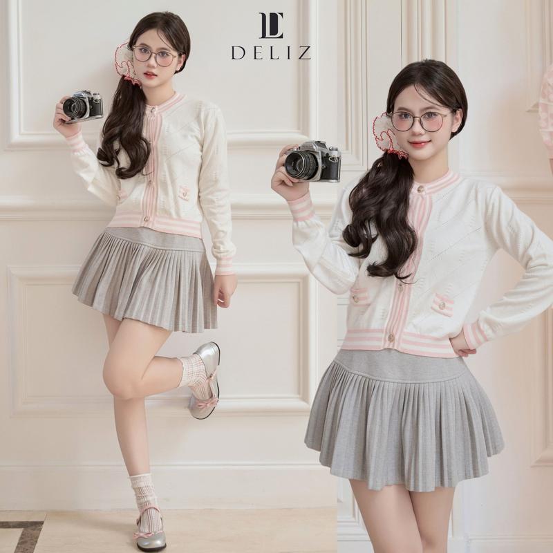 CFV - Áo cardigan cổ tròn dài tay nũ chất len cao cấp phối khuy đồng DELIZ - CD831