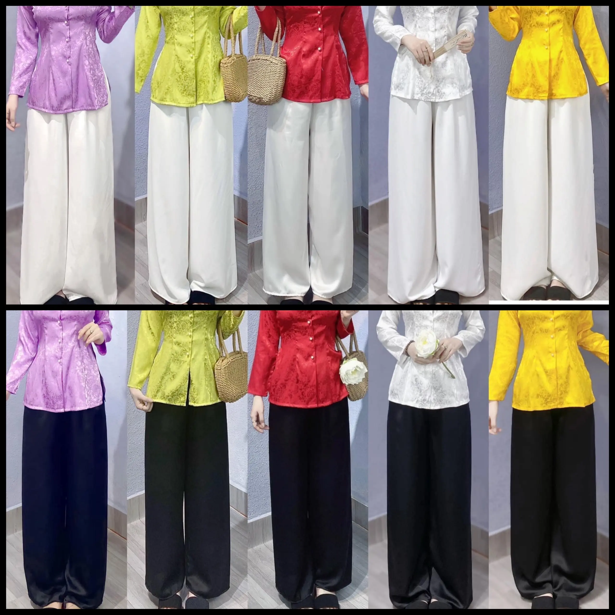 QUẦN LẺ ( KHÔNG ÁO ) - VẢI LỤA SATIN LƯNG THUN - CHIỀU DÀI VÀ ỐNG QUẦN MỖI SIZE THAM KHẢO PHẦN THÔNG TIN BÊN DƯỚI