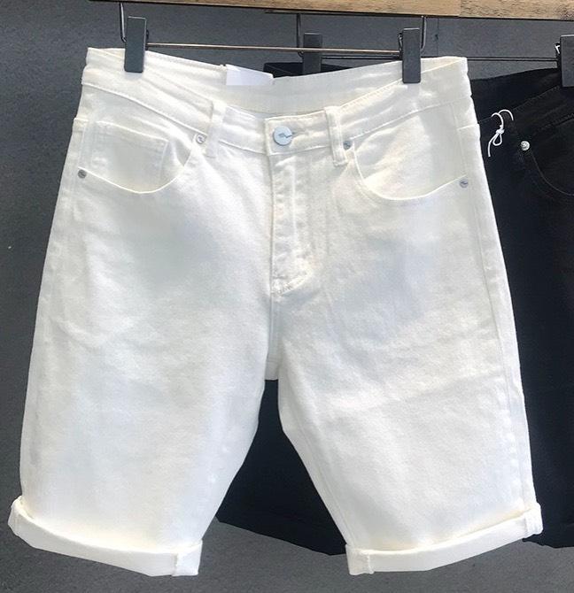 Quần short jean nam trắng rách chất bò quần đùi nam cotton không co dãn QS7A250 Menswear Có Túi Pants 3