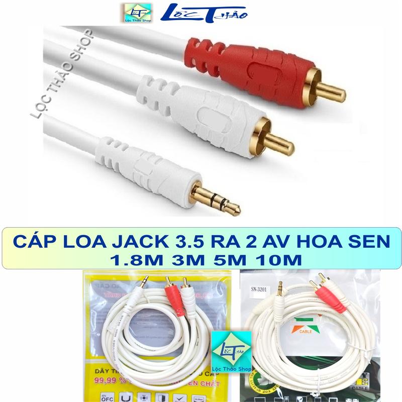 Dây Cáp Loa Jack 3.5 ra 2 AV Hoa sen dài 1.8M 3M 5M 10M Jstar Honjianda chống nhiễu - Dây cáp loa kết nối điện thoại, PC, Laptop, với Loa, Amply