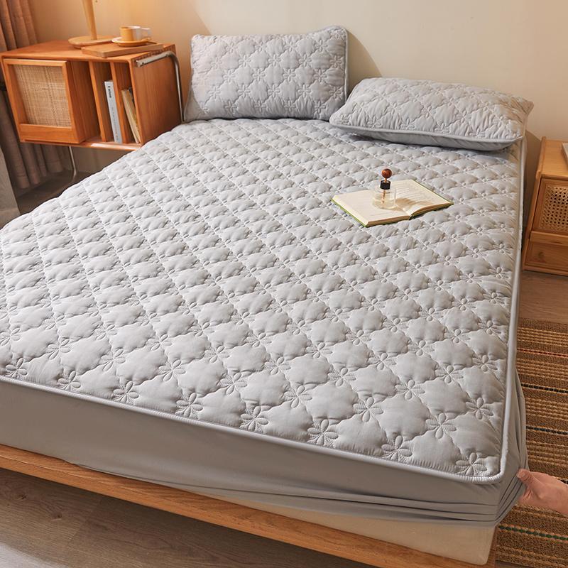Solid Color Geometric Pattern Fitted Sheet & Pillowcase without Filler, 2/3 Counts Soft Bedding Sets for Bedroom Guest Room College Dormitory, Bedding Sets, Stocking Fillers Gift 2