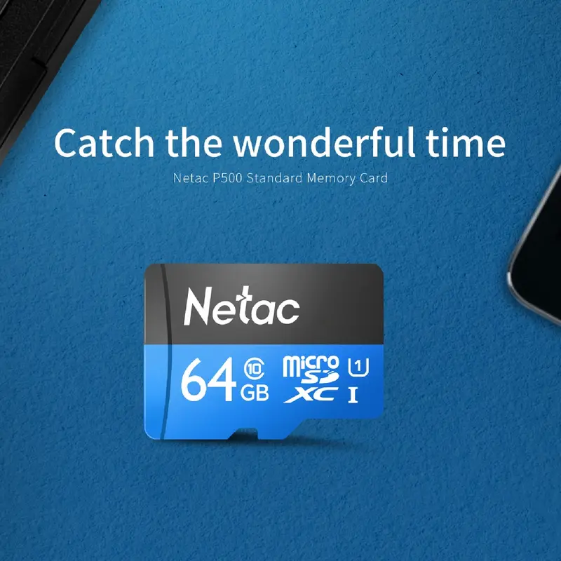 Netac MicroSD P500 Standard MicroSDHC/SDXC with SD Adapter 16GB/32GB/64GB/128GB U1/C10 up to 90MB/s Retail Pack Card 2