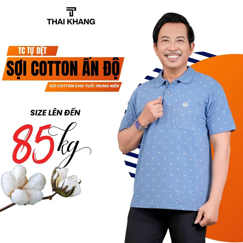 Áo thun nam trung niên họa tiết THÁI KHANG vải cotton TC 2 chiều vải mềm mặc thoải mái ATK9 Top Menswear Polo Có Cổ Ngắn Tay Tay Ngắn Shirt Cộc Tay