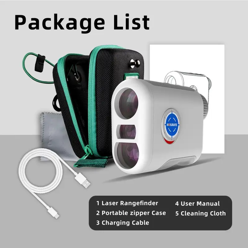 Laser Golf Rangefinder, 1000Yds Laser Golf Rangefinder with Slope Compensation & Angle Switch, Outdoor Golf Flag Vibration After Locking with Zipper Case 2