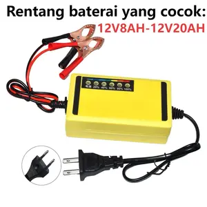 [cod]Charger Aki Motor & Mobil 12V 2A - Intelligent Battery Charger Adaptor Pengisi Daya Baterai Otomatis 8AH-20AH biled  cr7 Car Kabel